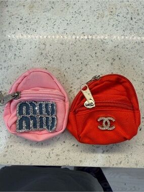 Bundle of Two - Brand New 3” x 3” Designer Inspired Nylon Mini Backpacks